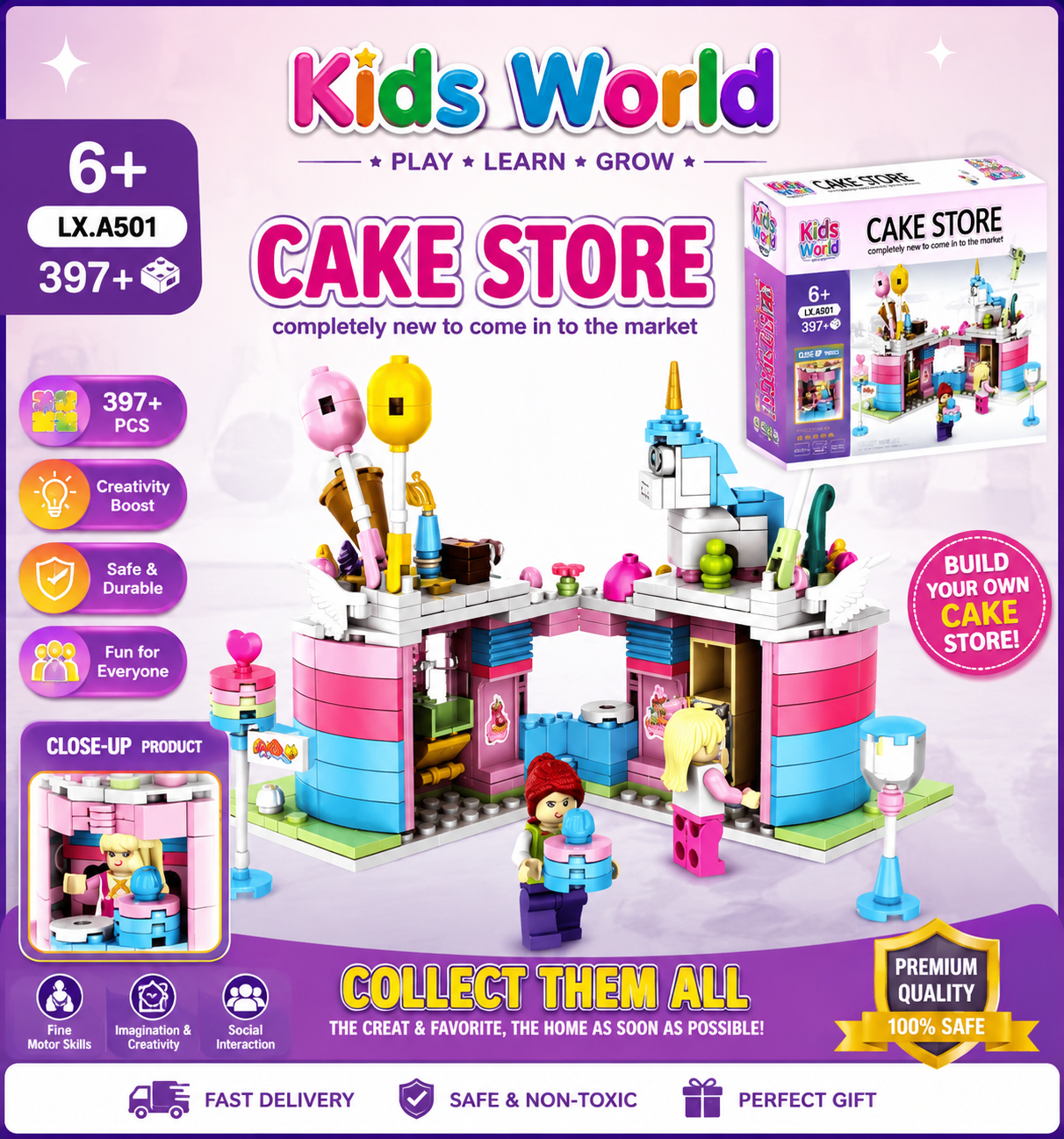 30de5806-a013-464a-8402-38bd4b43d44a Cake Store Building Blocks – 397 PCS - Image 1