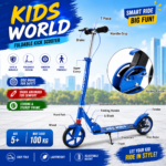 Hapsters Urban Scooter – Height Adjustable Foldable Kick Scooter Blue