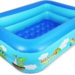Jiosdo Paddling Pool for Kids, 120cm Rectangle Inflatable Baby Pool 2-Ring | Kids Swimming Pool with Soft Inflatable Floor for Outdoor Garden Backyard Summer Water Toy for Toddlers Children