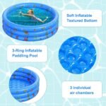 Paddling Pools for Kids, Inflatable Baby Swimming Pool, 3 Ring Paddling Pool with Inflatable Safety Bubble Floor, Small Paddling Swimming Pools for Toddlers Gardens Backyard, Blue/100 * 40cm - Image 3
