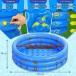 Paddling Pools for Kids, Inflatable Baby Swimming Pool, 3 Ring Paddling Pool with Inflatable Safety Bubble Floor, Small Paddling Swimming Pools for Toddlers Gardens Backyard, Blue/100 * 40cm - Image 2