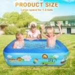 Jiosdo Paddling Pool for Kids, 120cm Rectangle Inflatable Baby Pool 2-Ring | Kids Swimming Pool with Soft Inflatable Floor for Outdoor Garden Backyard Summer Water Toy for Toddlers Children - Image 2