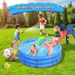 Paddling Pools for Kids, Inflatable Baby Swimming Pool, 3 Ring Paddling Pool with Inflatable Safety Bubble Floor, Small Paddling Swimming Pools for Toddlers Gardens Backyard, Blue/100 * 40cm - Image 4
