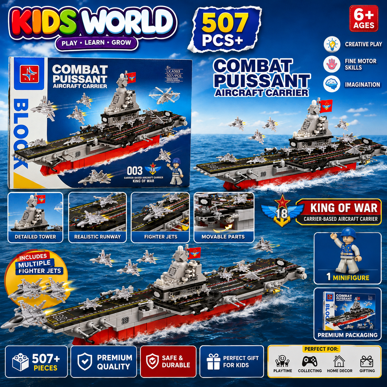 87aa6e6a-dc7f-418f-97f3-49003c3e99ec Combat Aircraft Carrier Building Blocks (507 PCS) - Image 1