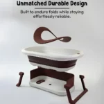 StarAndDaisy Luxe Baby Bath Tub, Foldable Infant Bathtub and Anti-Slip Support, Quick Drain System – Brown - Image 5