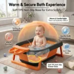 StarAndDaisy BT Luxe Baby Bathtub with Soap Bar, Foldable Space Saving Design, Anti-Slip TPE Base, Quick Drain, Extra Large Bath Tub - Image 4