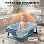 StarAndDaisy BT Luxe Baby Bathtub with Soap Bar, Foldable Space Saving Design, Anti-Slip TPE Base, Quick Drain, Extra Large Bath Tub