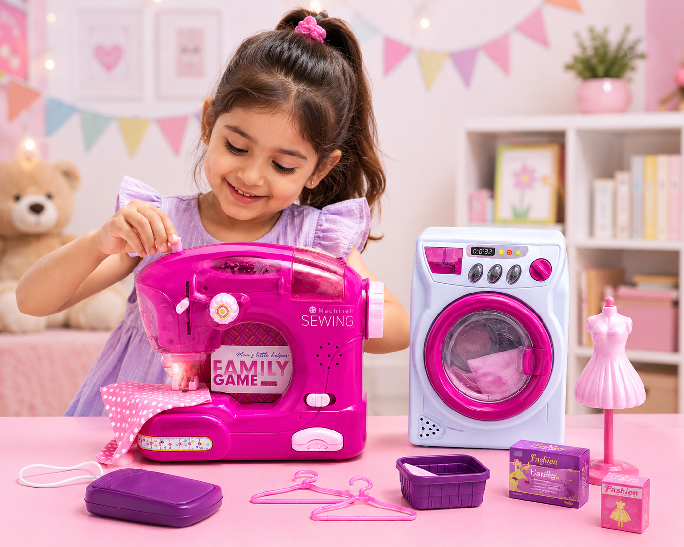 d8170871-1598-418b-8e8d-d9103834c52d Kids Sewing Machine & Washing Machine Pretend Play Set - Image 1
